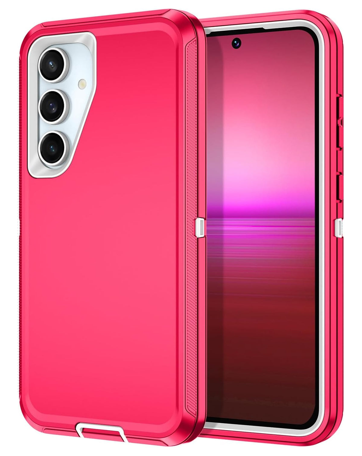 Heavy Duty Case for A55 5G — Hot Pink & White