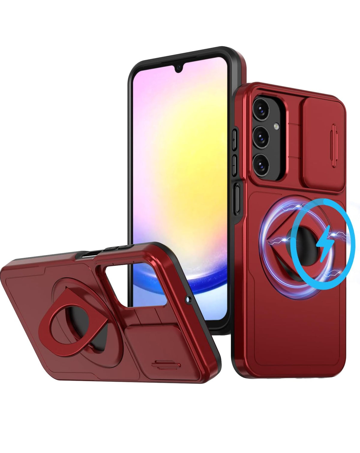 Kickstand Camera-Protecting Case for Galaxy A55 5G — Red