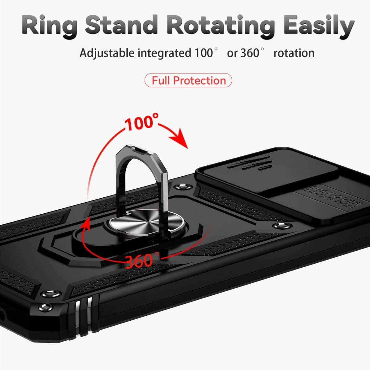Heavy-Duty Shockproof Camera-Protecting Case for Moto G22 — Black