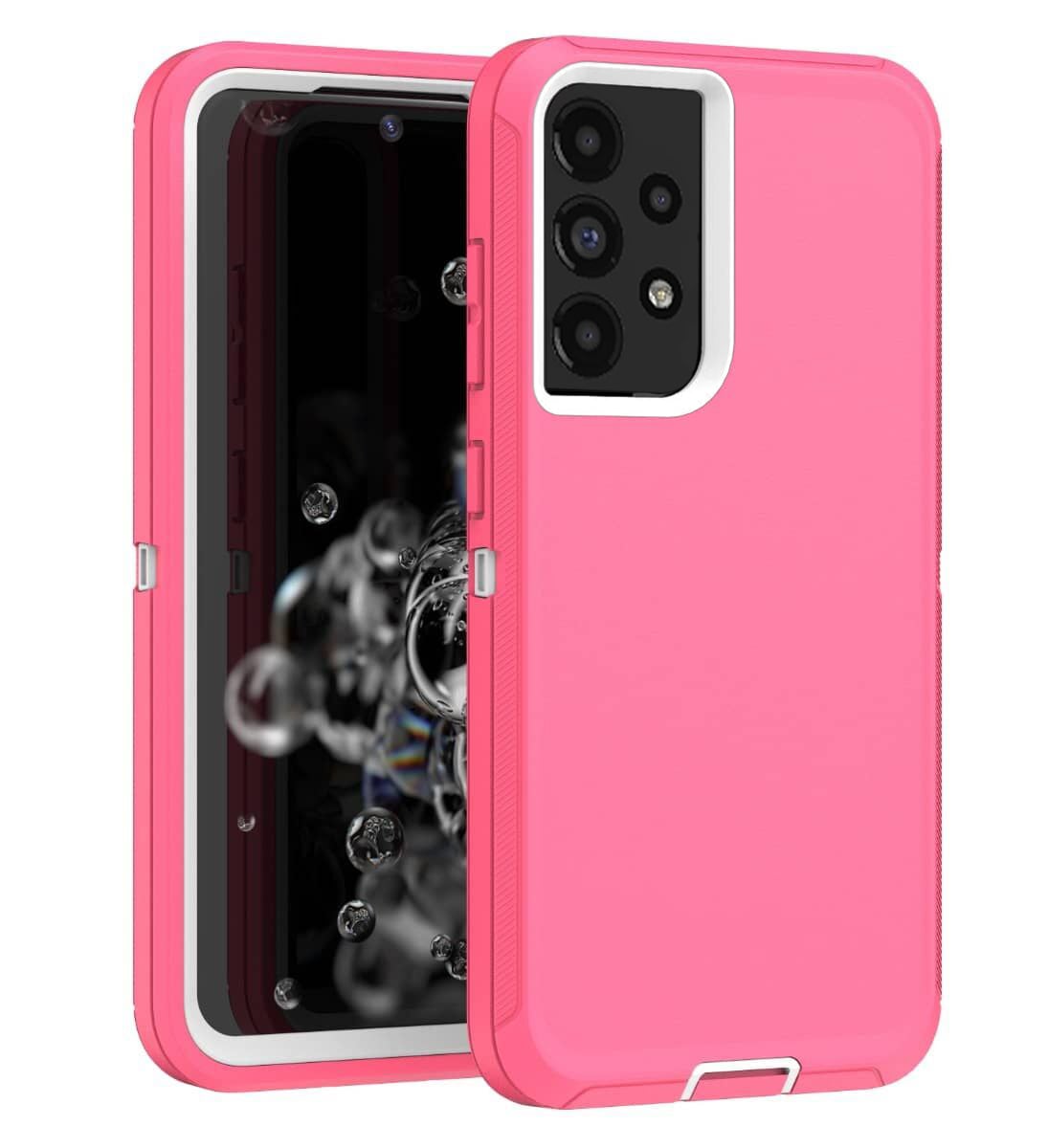 Heavy-Duty Shockproof Case for Galaxy A72 5G — Light Pink & White