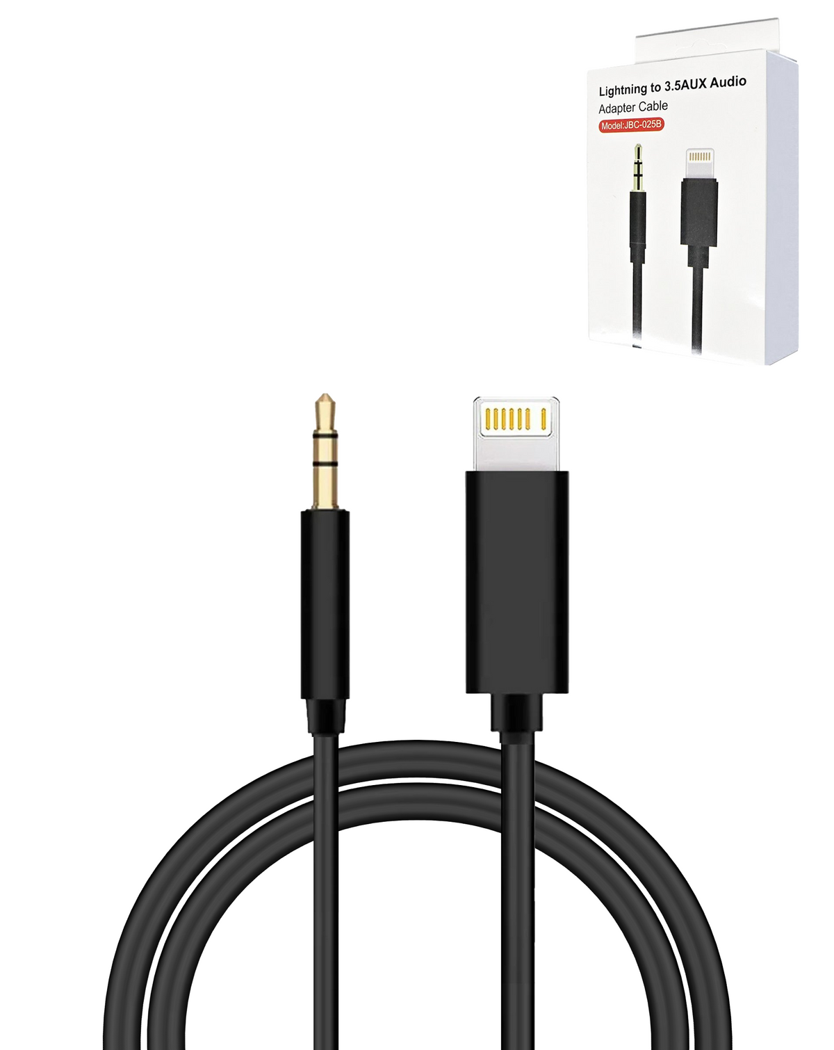 USB L-aux Headphone Jack Cable — Black, 6ft