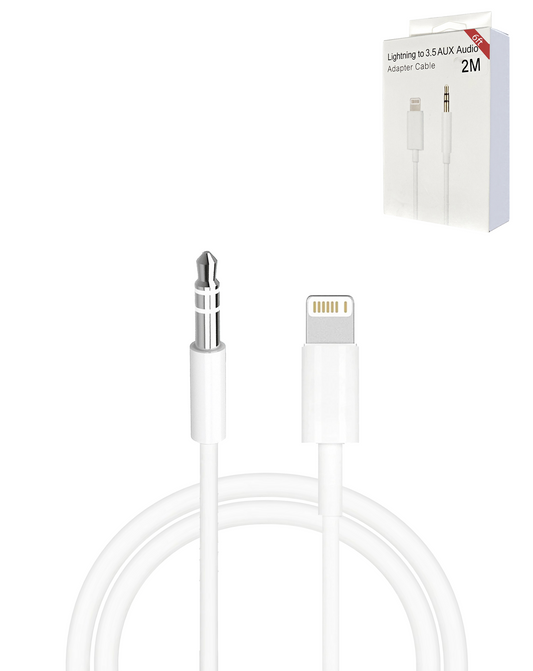 USB L-aux Headphone Jack Cable — White, 6ft