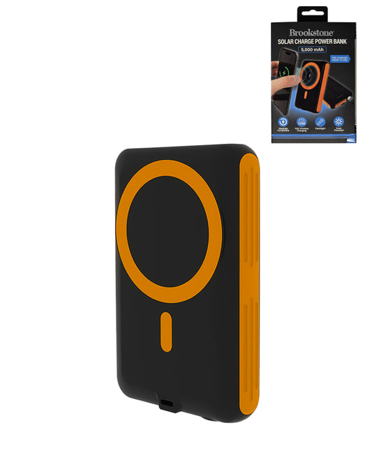 Brookstone Solar Magsafe Power Bank — Orange, 5000 mAh