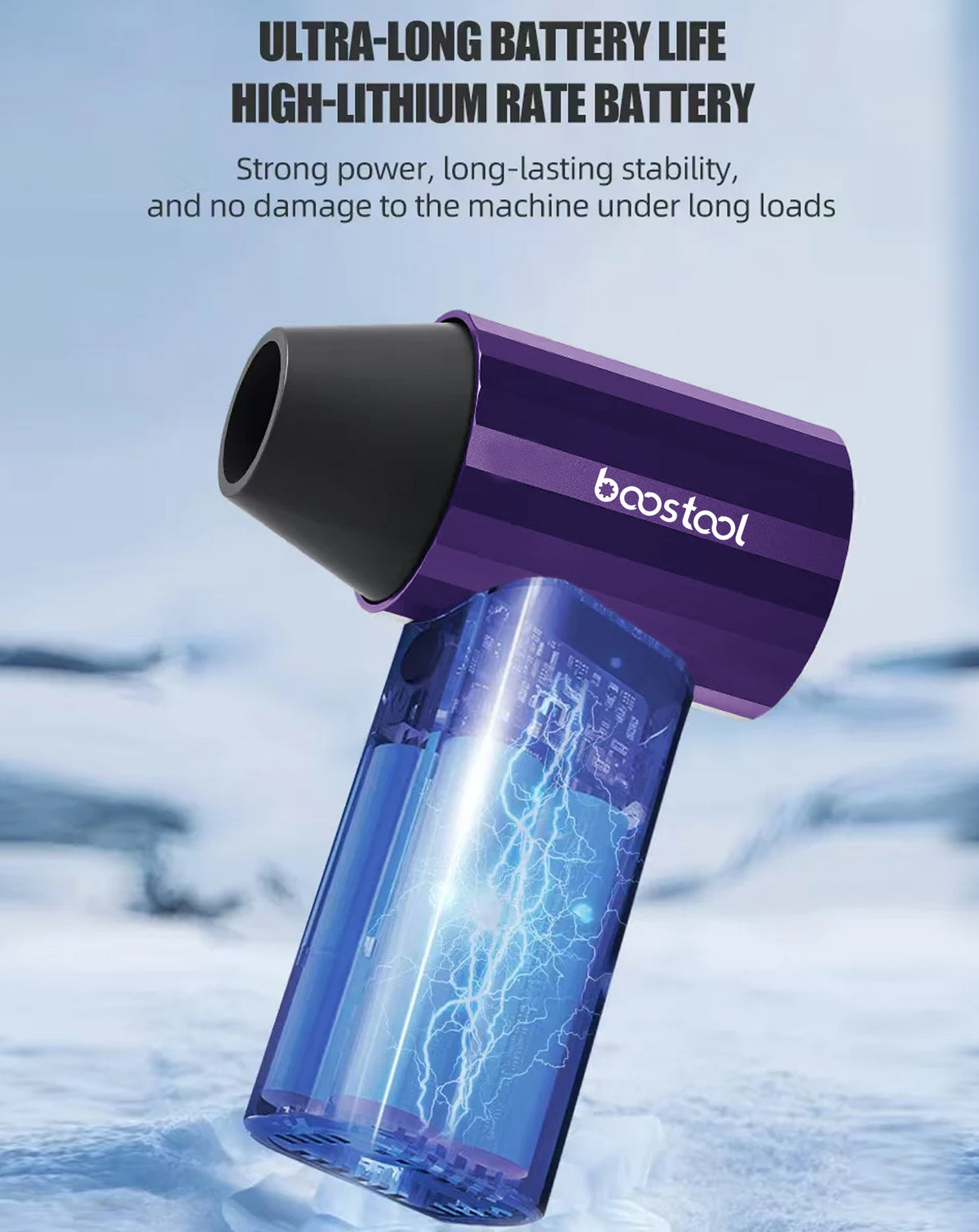 Boostool Jet Turbo Blower Fan with Power Bank Feature — Purple