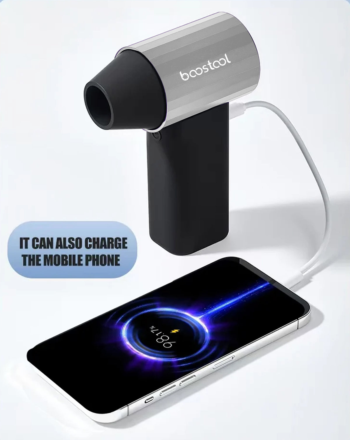Boostool Jet Turbo Blower Fan with Power Bank Feature — Silver