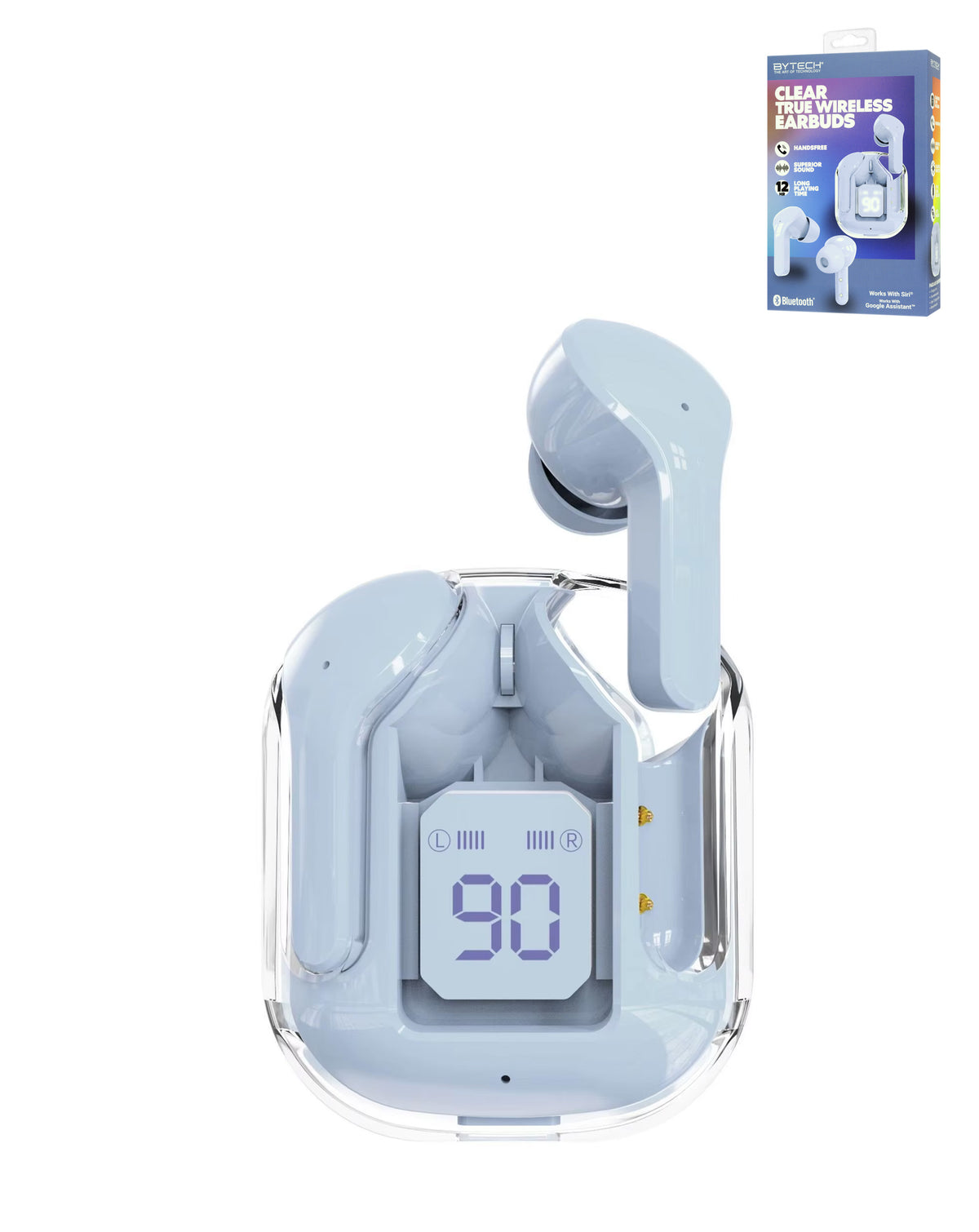 Bytech Bluetooth Earbud with Clear Display — White