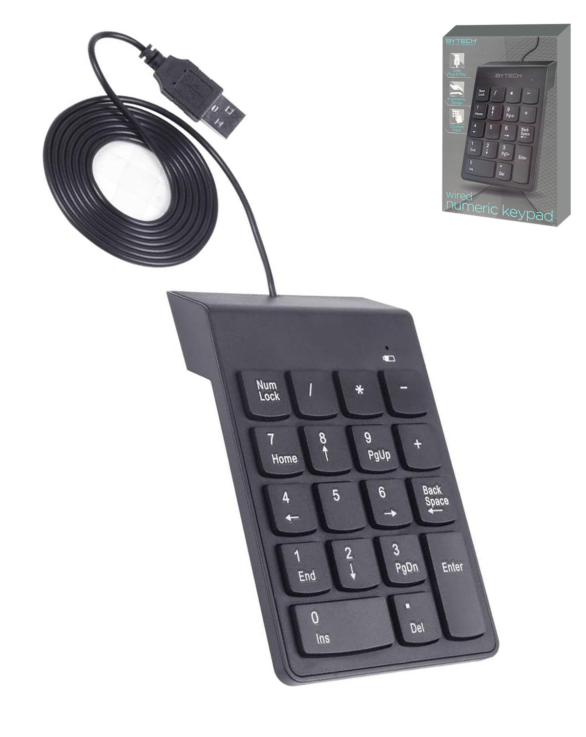Bytech Wired USB Numeric Keypad Plug