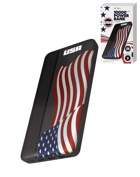 Bytech Dual USB US Flag Design Power Bank — 10000mAh