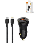 LDNIO C103 PD QC4.0 Dual USB A+c Car Charger with USB-C to Lightning Non-MFI Cable — 3ft, 60W