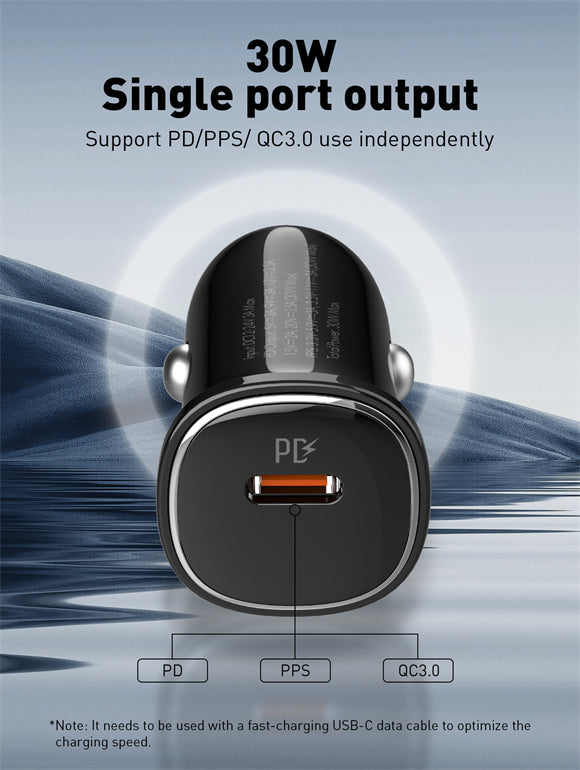 LDNIO C106 PD QC4.0 Dual USB-C Car Charger with USB-C to USB-C Cable — 3ft, 30W
