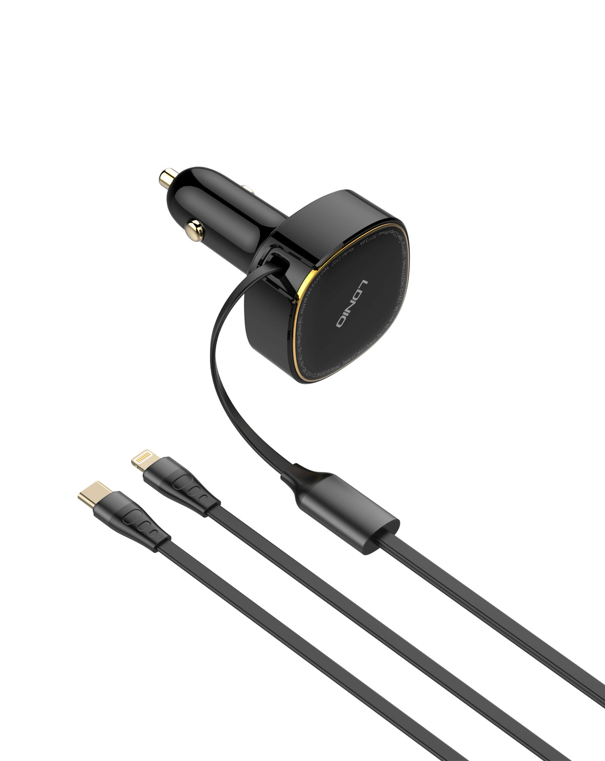 LDNIO C107 2in1 Car Charger with USB-C to Lightning Non-MFI Cable — 30W