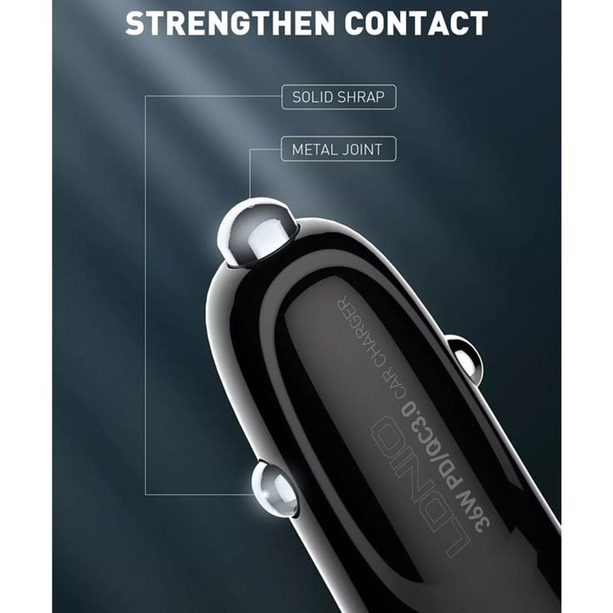 LDNIO C510Q PD QC3.0 Dual USB A+c Car Charger with USB-C to Lightning Non-MFI Cable — 3ft, 36W