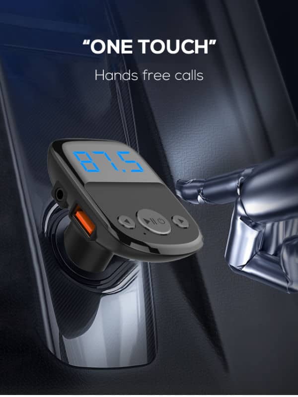 LDNIO C706Q Bluetooth 5.0 FM with 2X USB A+c Car Charger with USB-A to Lightning Cable — 3ft, 25W