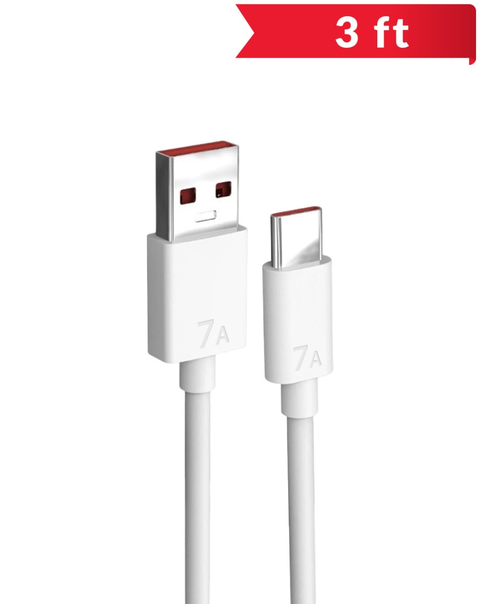 USB-A to USB-C Super-Fast Charge Cable — 3ft, 100W / 7A
