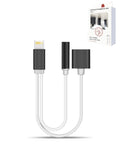 2in1 USB-L Charging and Data &3.5mm Headphone Jack Adapter — Black