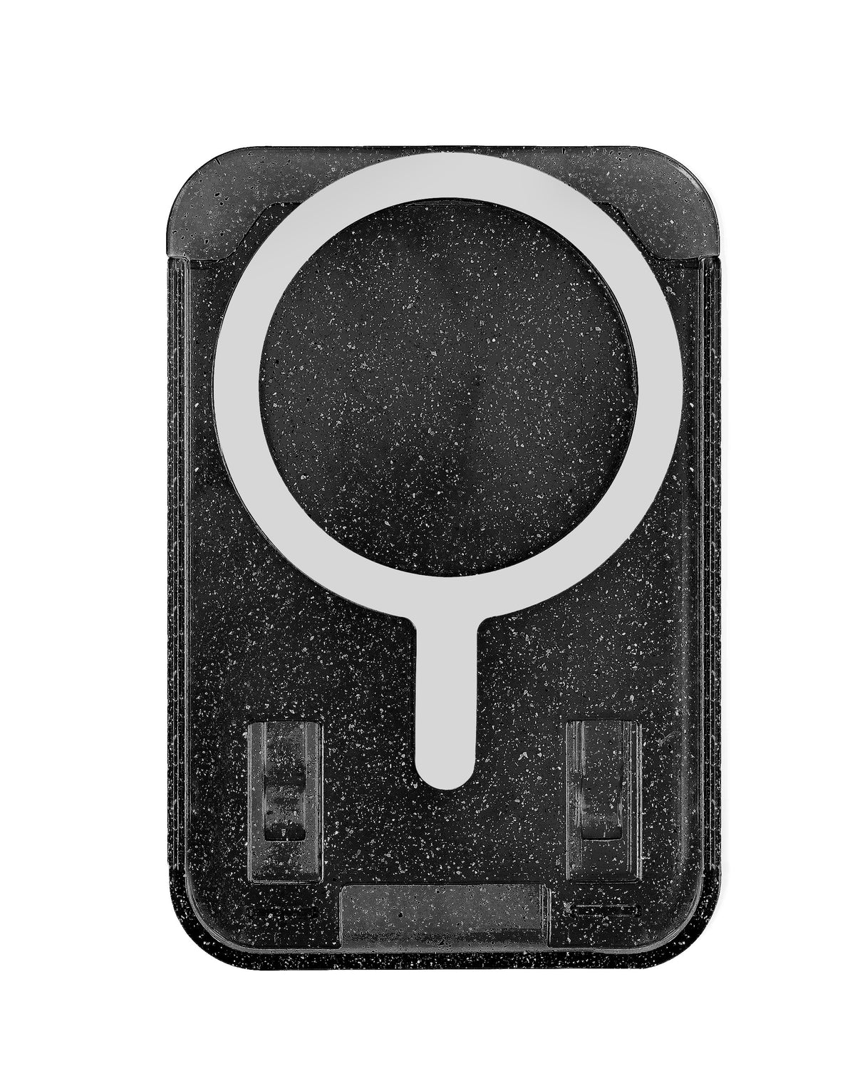Clear Glitter Design Magnetic Card Holder — Black