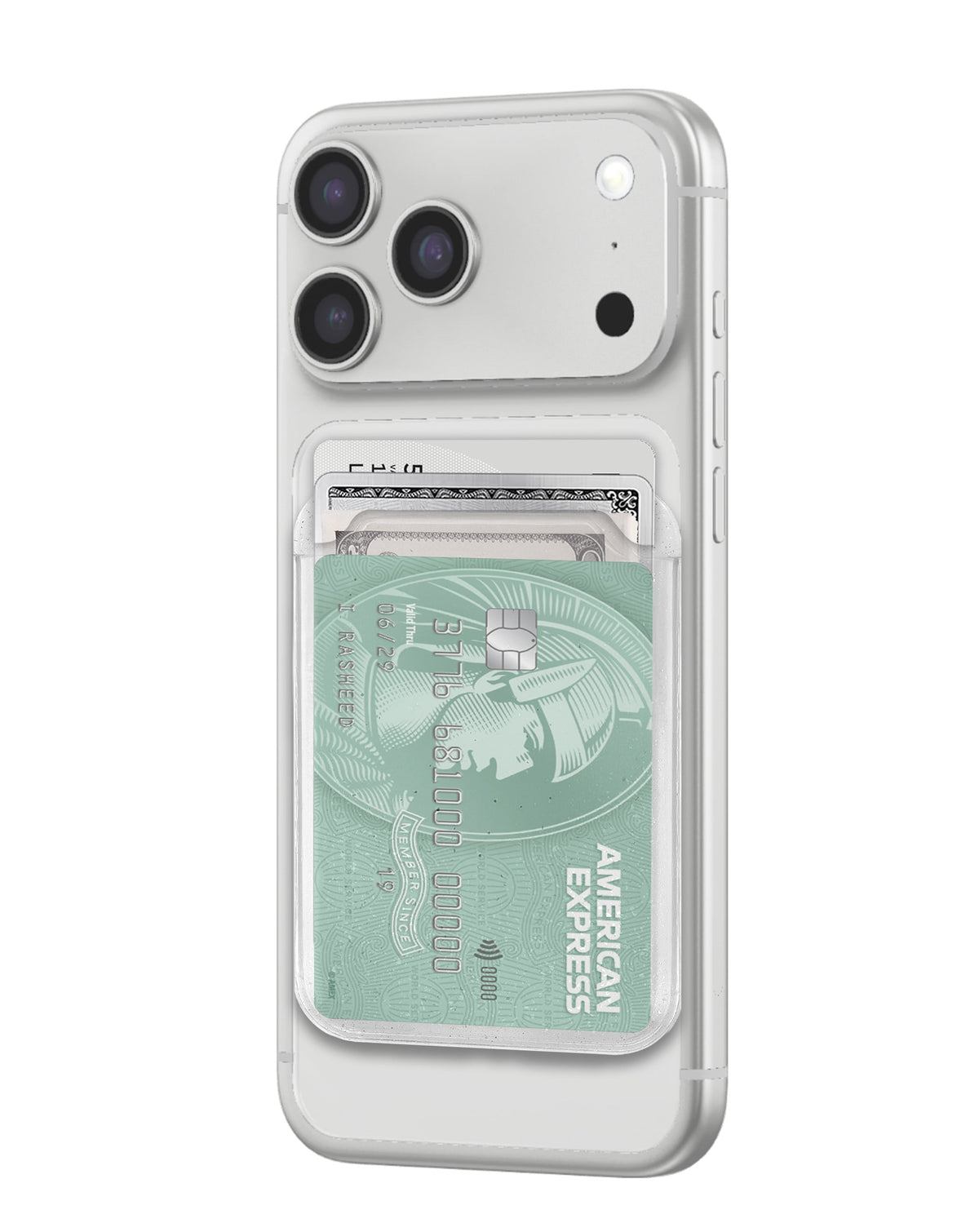 Clear Glitter Design Magnetic Card Holder — Clear
