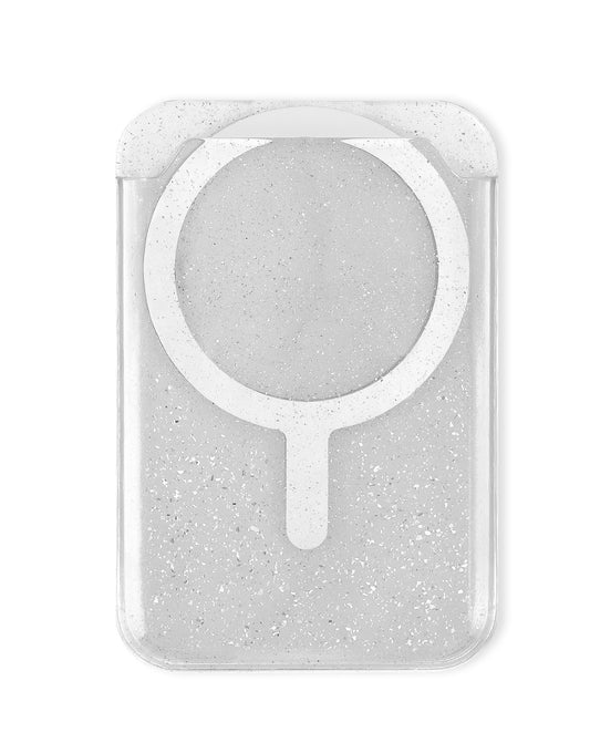 Clear Glitter Design Magnetic Card Holder — Clear