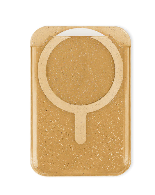 Clear Glitter Design Magnetic Card Holder — Gold
