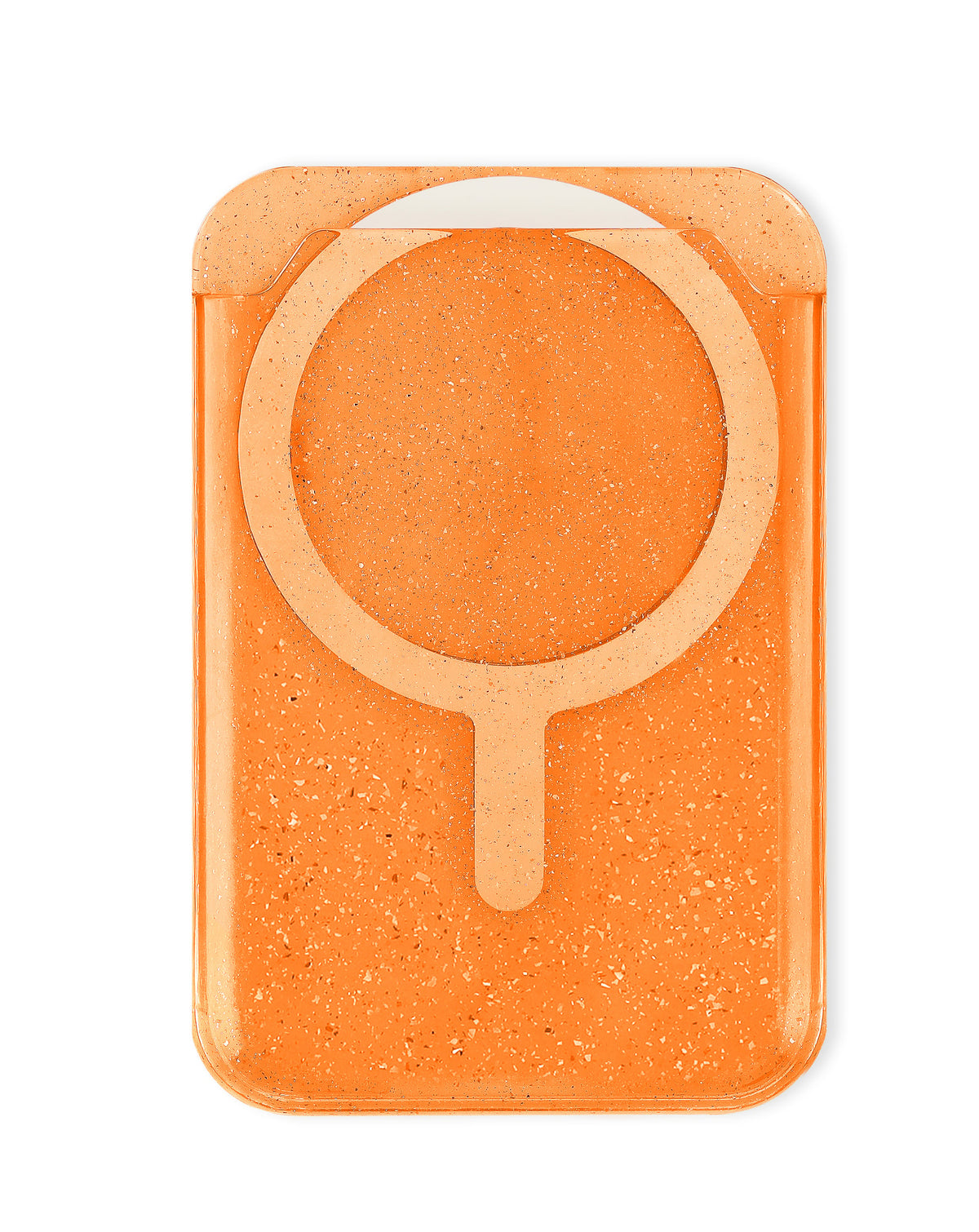 Clear Glitter Design Magnetic Card Holder — Orange