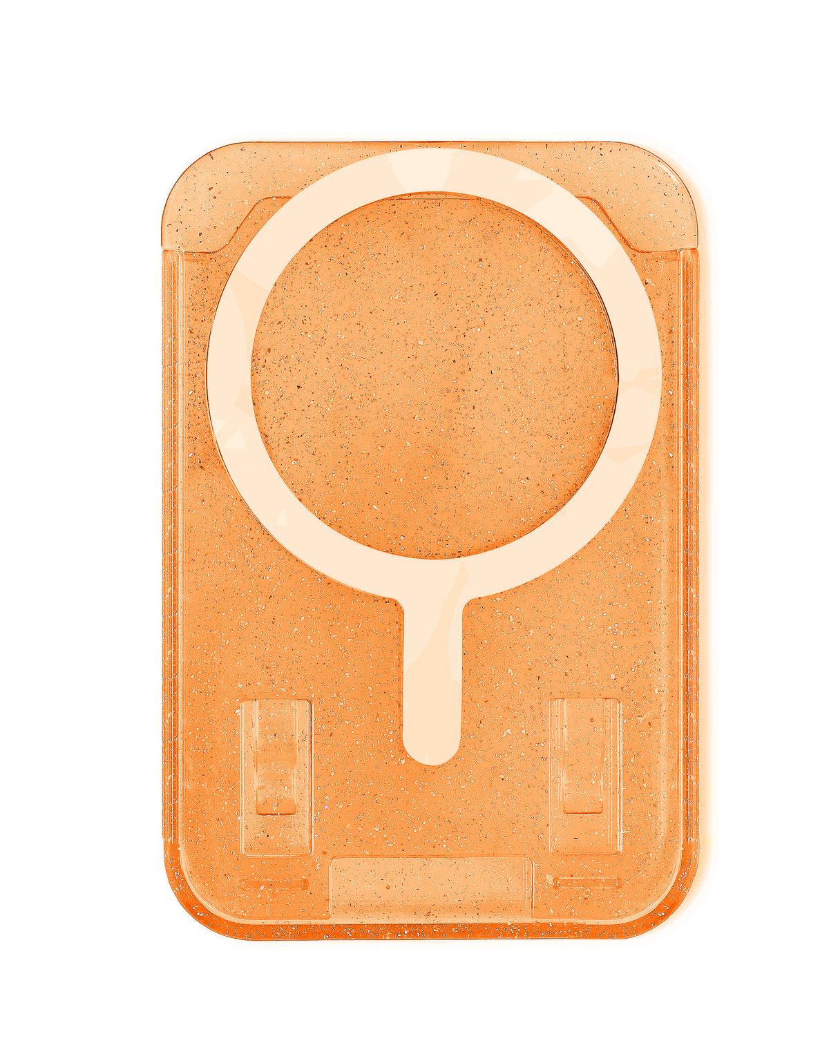 Clear Glitter Design Magnetic Card Holder — Orange