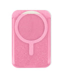 Clear Glitter Design Magnetic Card Holder — Pink