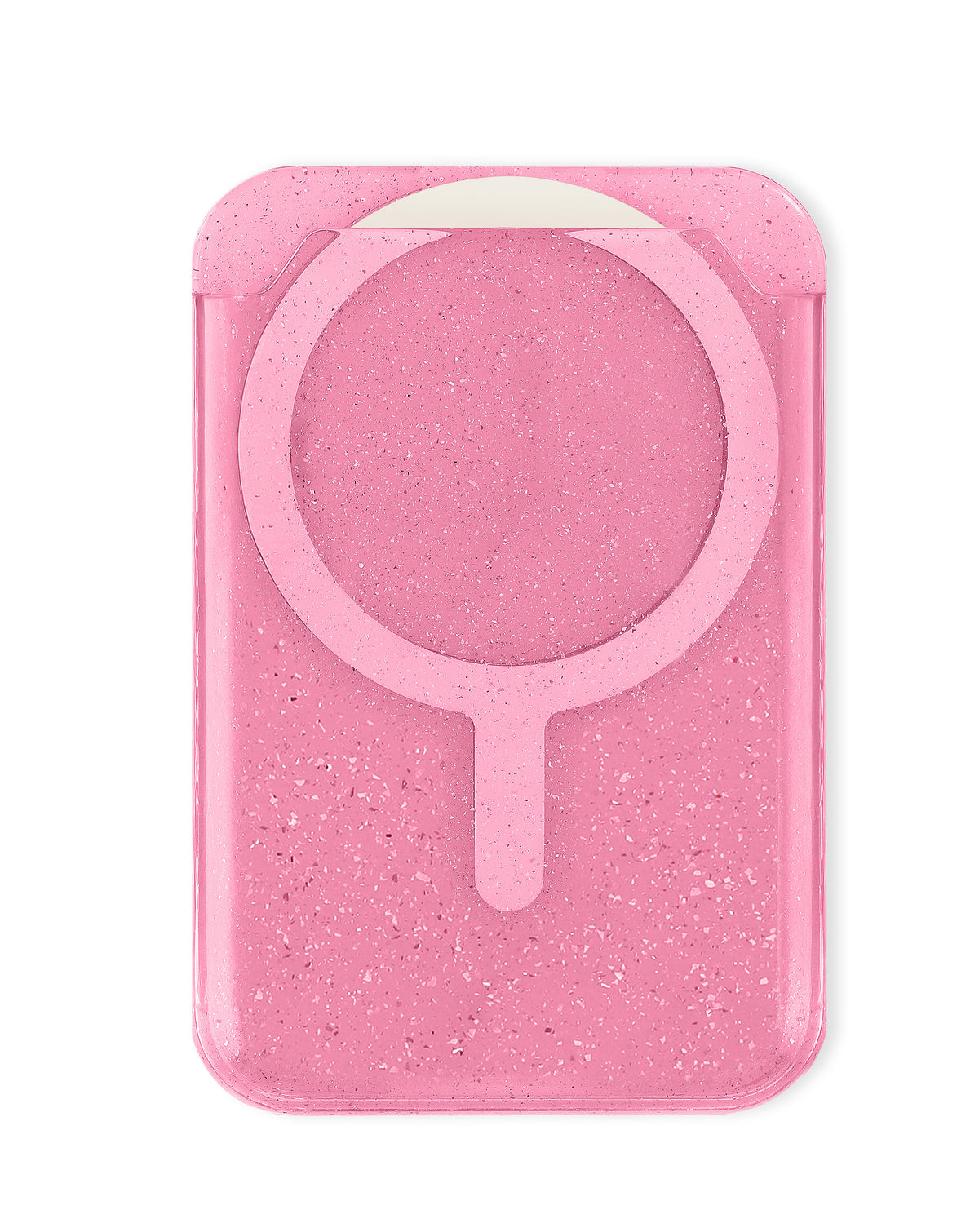 Clear Glitter Design Magnetic Card Holder — Pink
