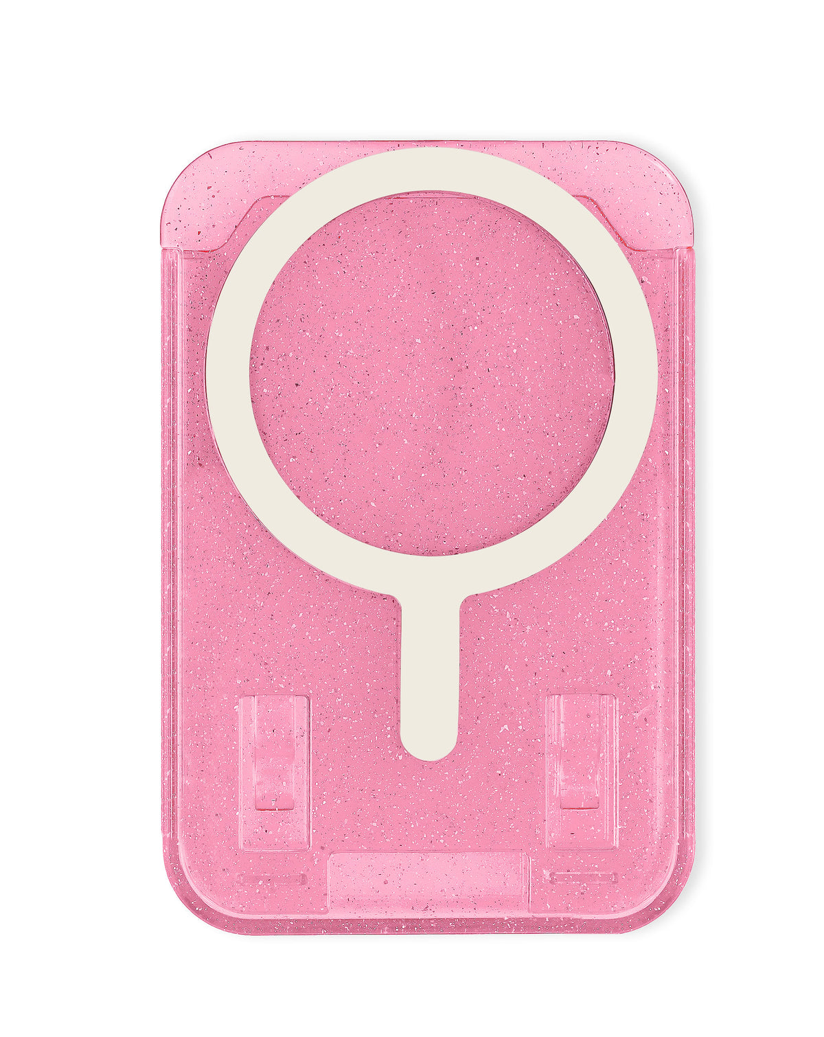 Clear Glitter Design Magnetic Card Holder — Pink
