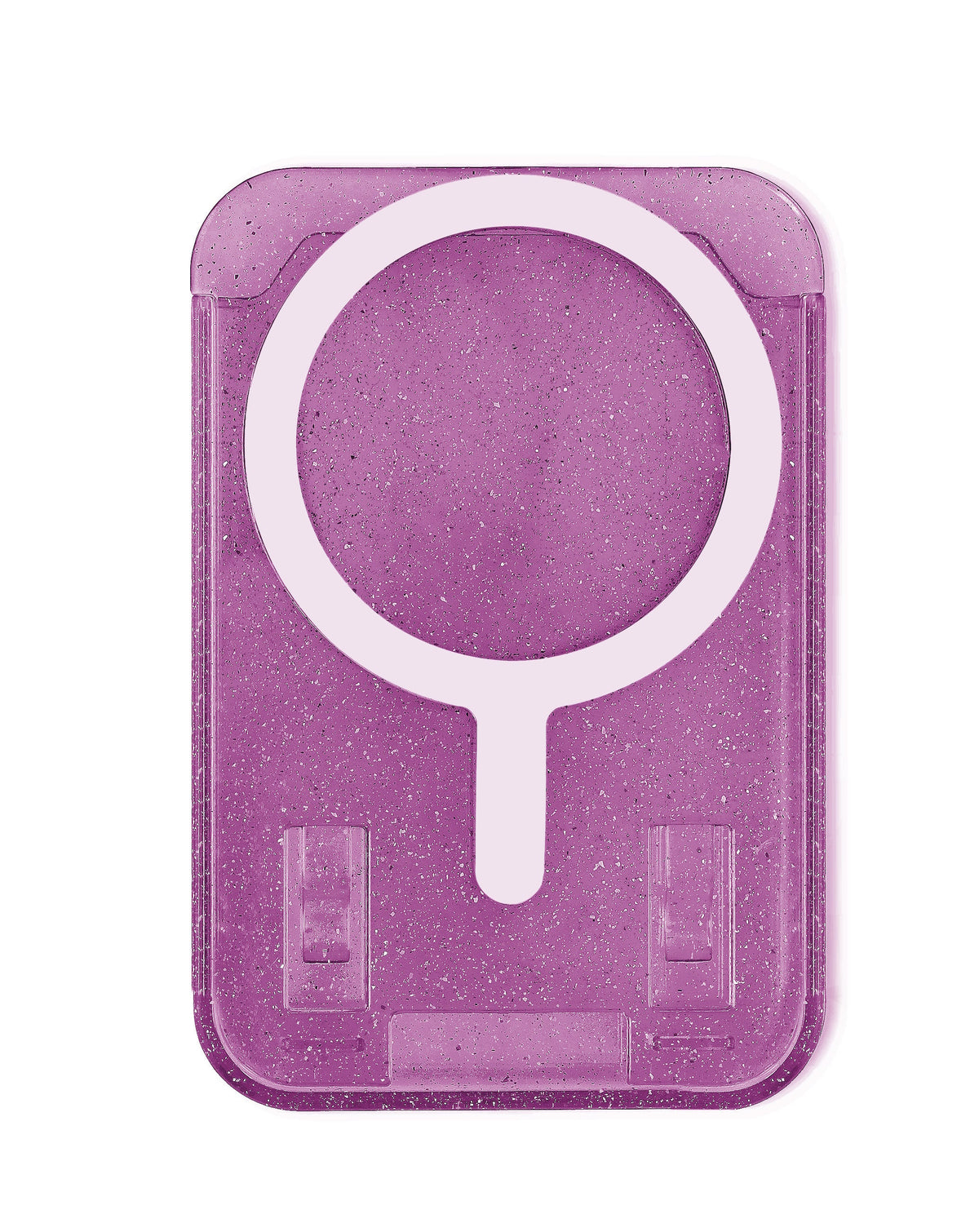 Clear Glitter Design Magnetic Card Holder — Purple