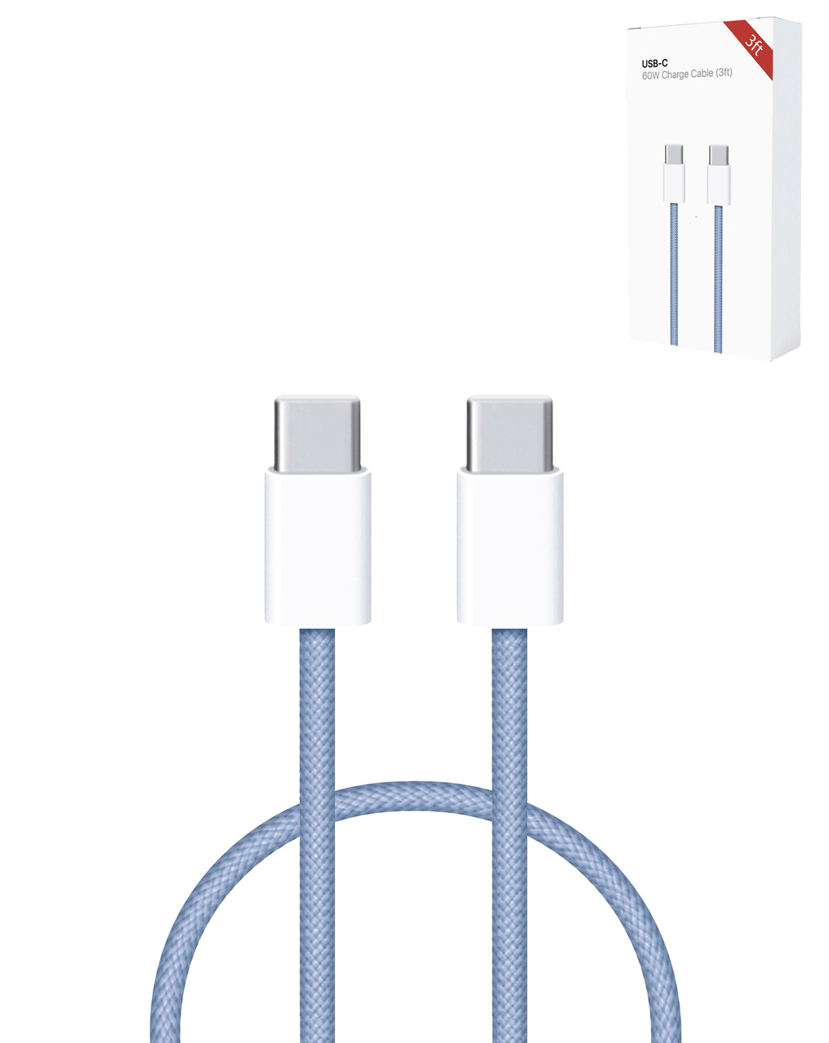 60W USB-C to USB-C Fast Charging Cable for iPhone 15, 16 & iPads — Blue