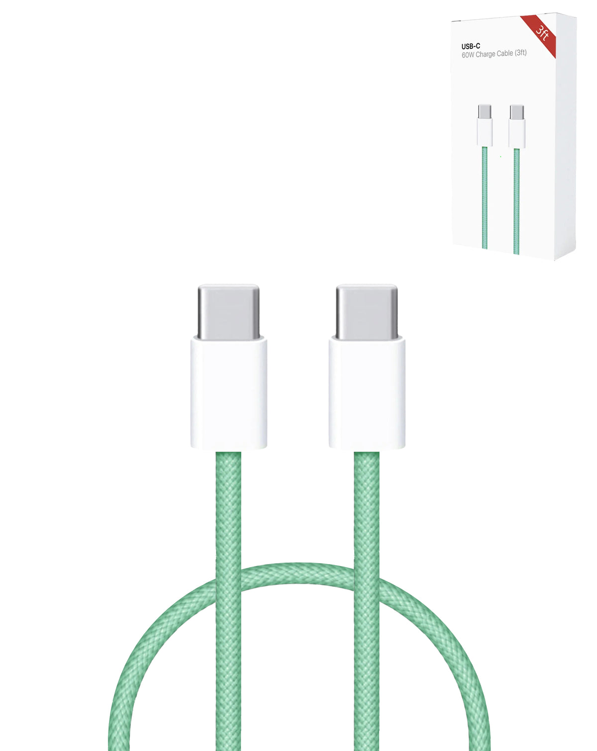 60W USB-C to USB-C Fast Charging Cable for iPhone 15, 16 & iPads — Green