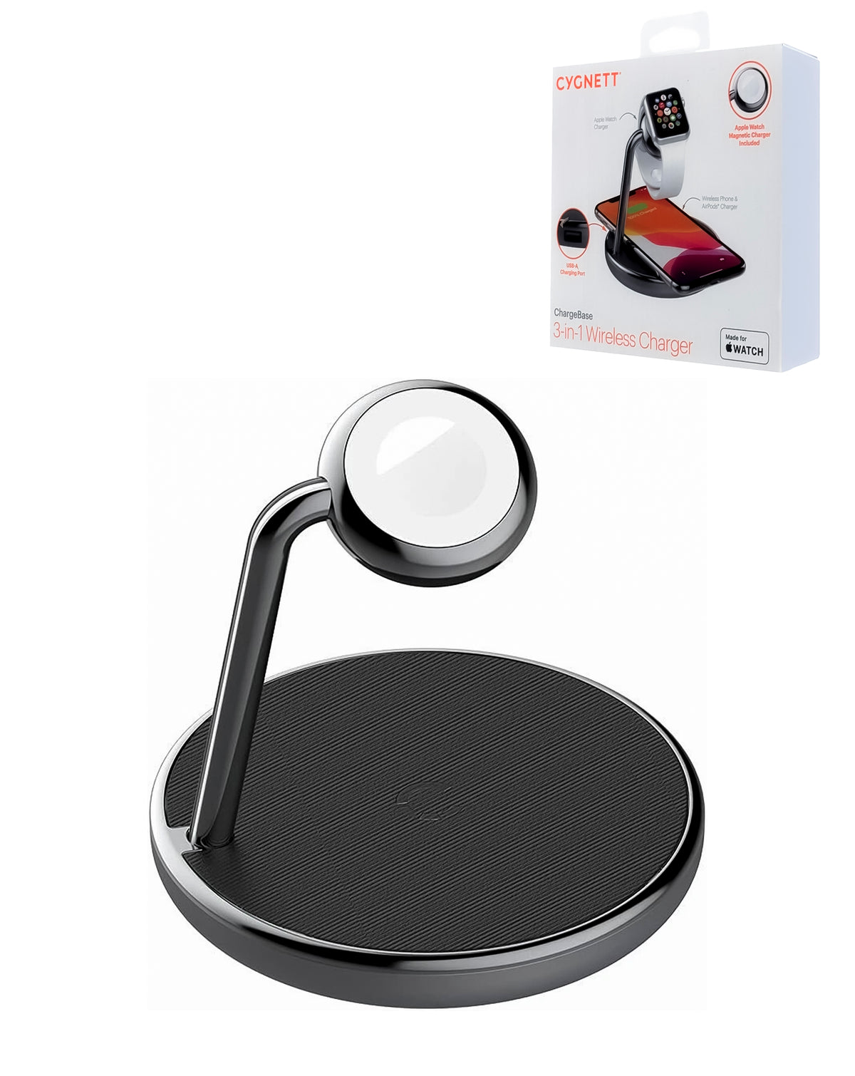 Cygnett CY3537ACOCP ChargeBase 3-in-1 Wireless Charging Stand — 10W