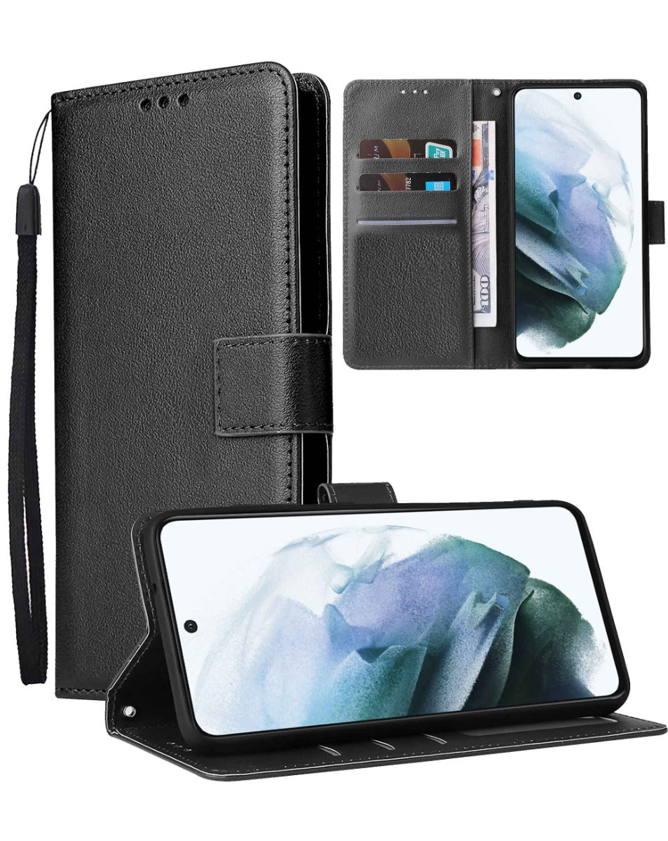 Wallet Leather Case for Moto Edge+ 2023 — Black
