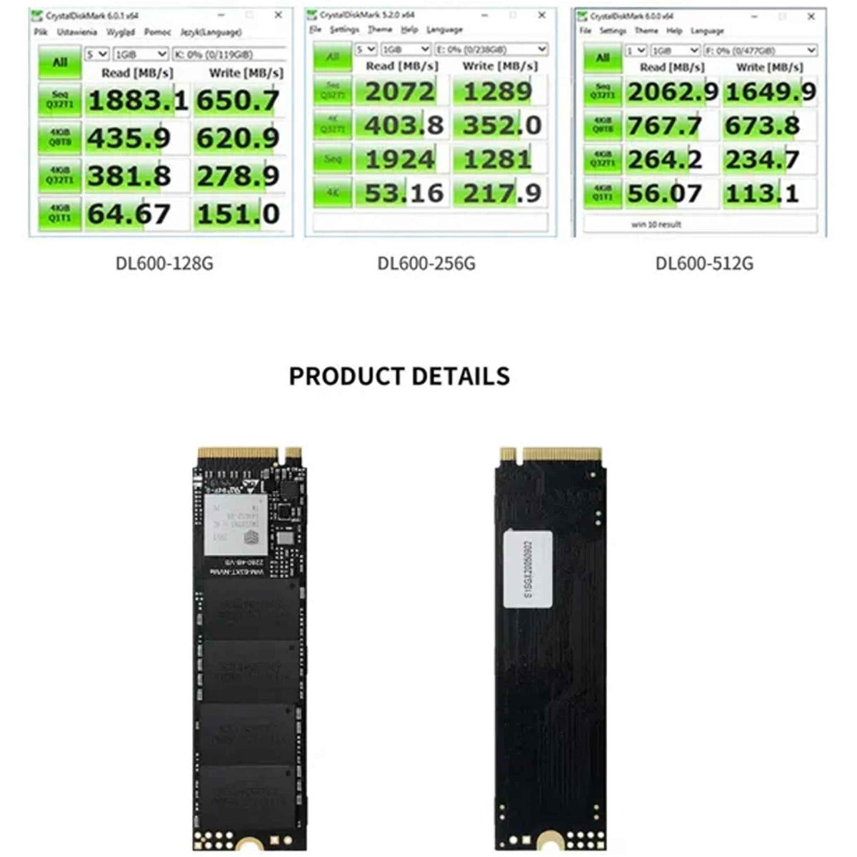Derlar M.2 NVME PCIe 3.0 2280 1TB SSD Solid State Drive