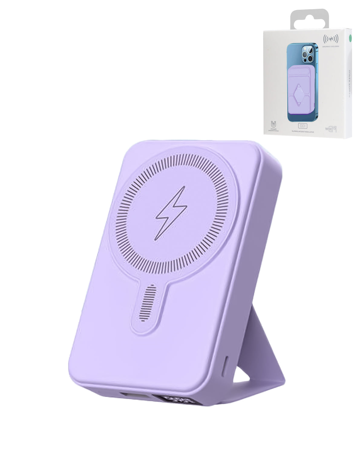 MagSafe Foldable Magnetic Power Bank 15W Wireless / 20W PD Power Bank with USB-C — Purple, 10000 mAh