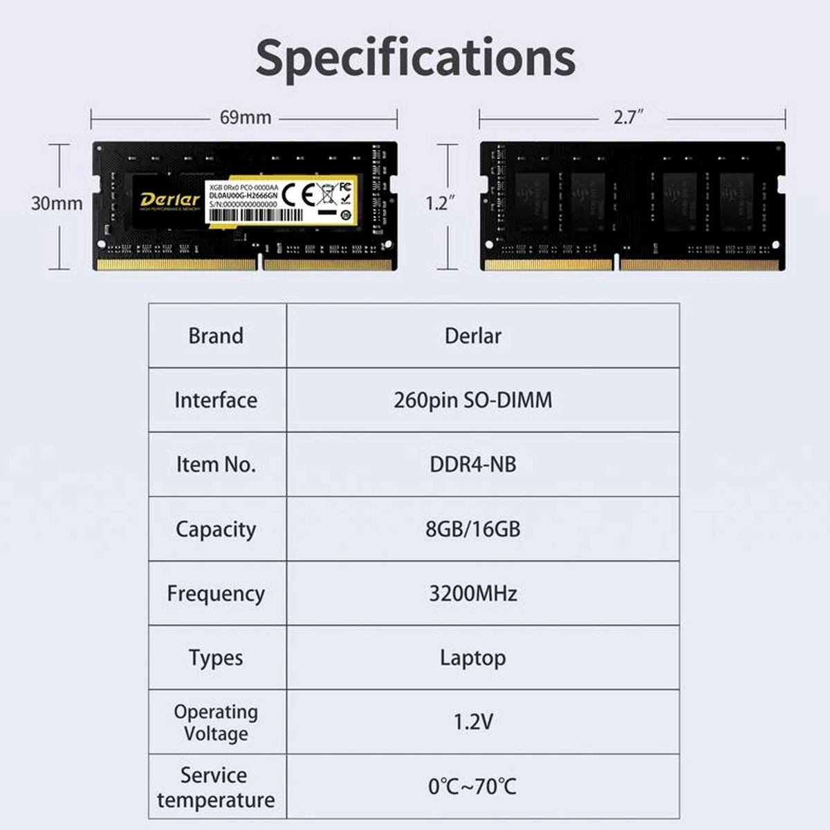Derlar DL-300 NoteBook 16GB 2666MHz DDR4 RAM