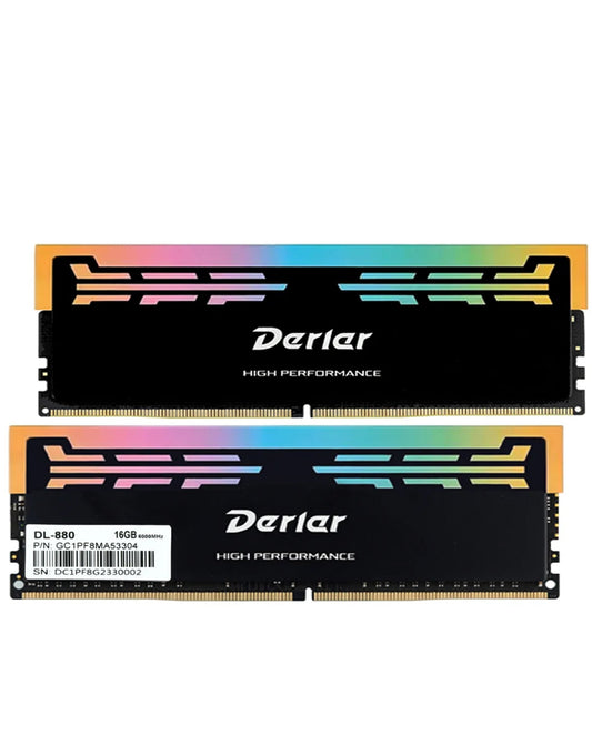 Derlar RGB DR-G2 PC 2x 16GB 6000MHz High-Performance DDR5 RAM with Aluminum Heatsink Cover — 2 Piece Set