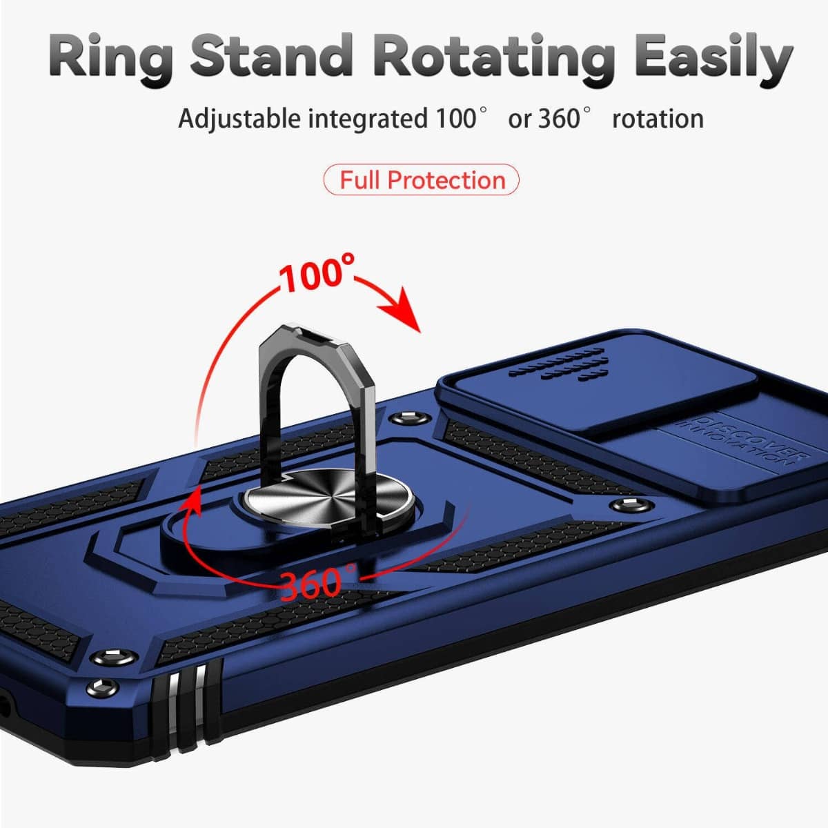 Heavy-Duty Shockproof Camera-Protecting Case for Moto G22 — Blue