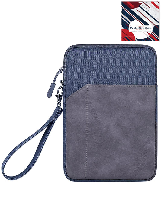 Universal 12-14 Inch Tablet Sleeve with Zipper Pocket and Wrist Strap — Blue
