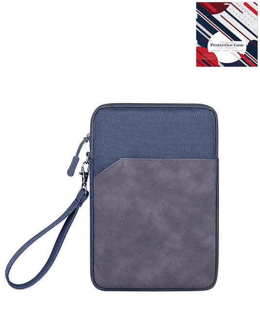 Universal 7-9 Inch Tablet Sleeve with Zipper Pocket and Wrist Strap — Blue