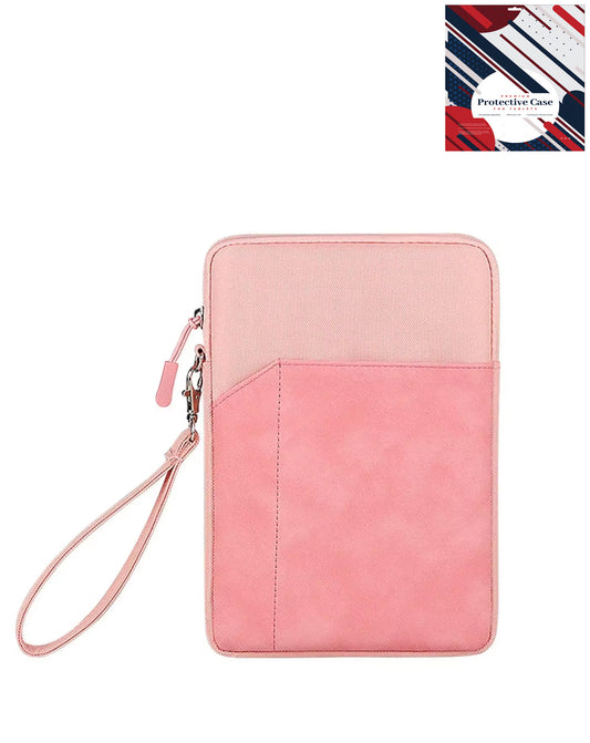 Universal 7-9 Inch Tablet Sleeve with Zipper Pocket and Wrist Strap — Pink