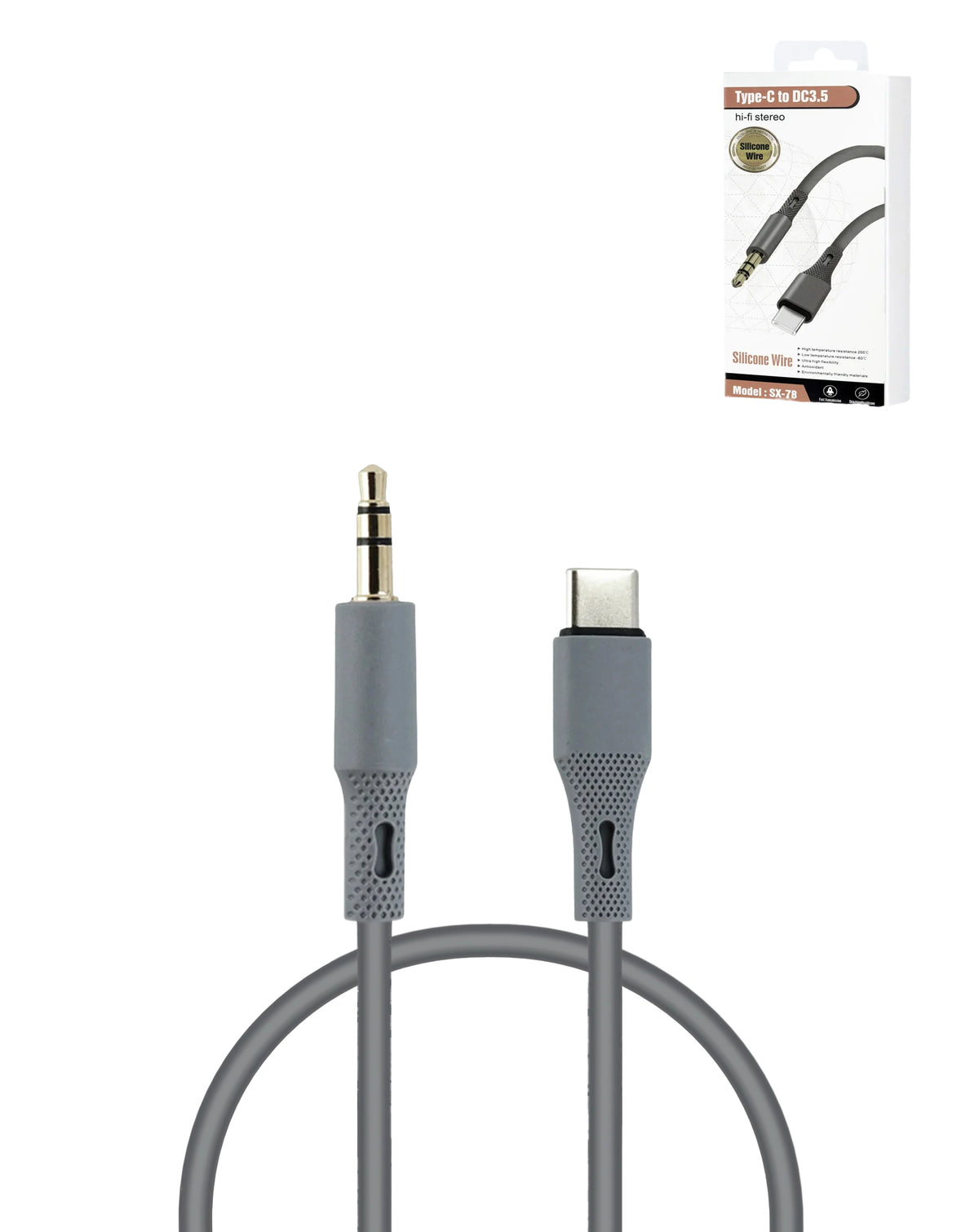 Silicone Wire USB-C to AUX — 3ft