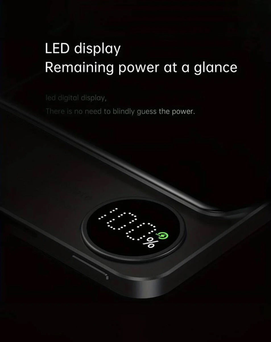Magnetic Wireless Power Bank with LED Display — Green, 10000 mAh