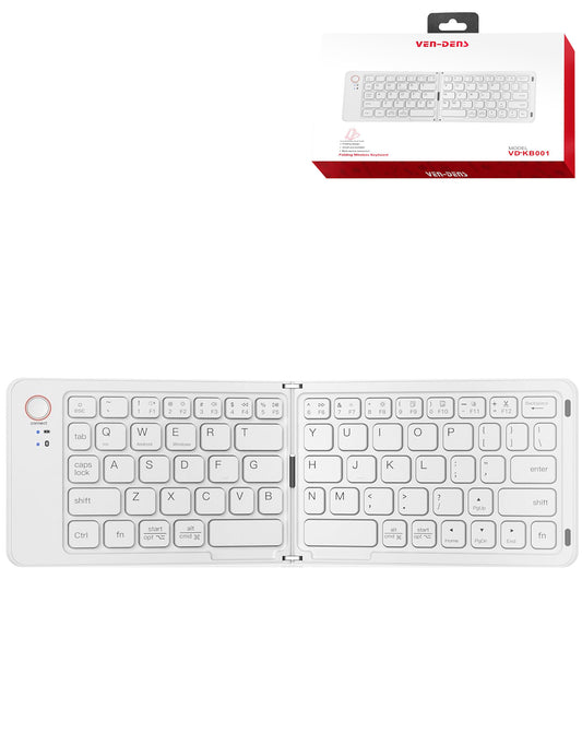 Ven-dens VD-KB001 Foldable Wireless Keyboard — White