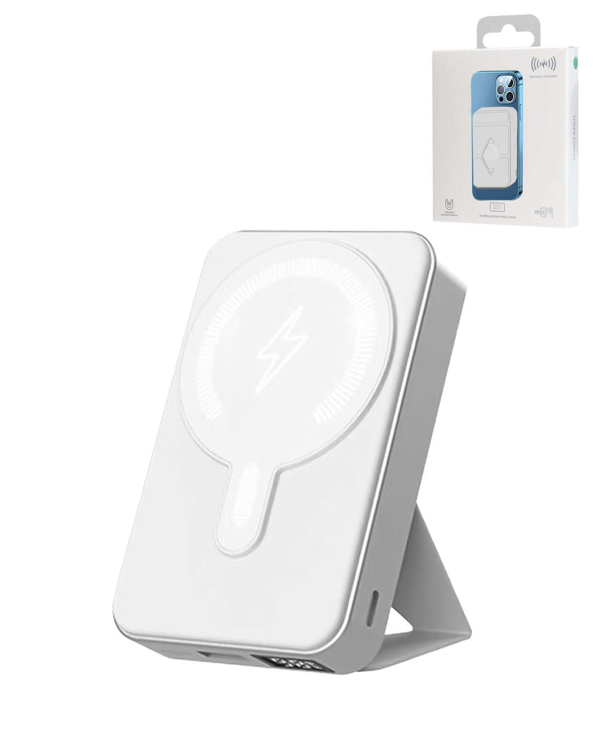 MagSafe Foldable Magnetic Power Bank 15W Wireless / 20W PD Power Bank with USB-C — White, 10000 mAh