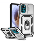 Heavy-Duty Shockproof Camera-Protecting Case for Moto G22 — Silver