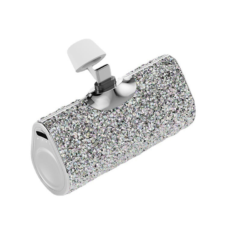 Brookstone Mini Diamond Power Bank with Built in USB-C to Lightning — White, 2000mAh