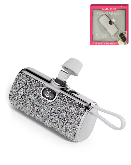 Brookstone Mini Diamond Power Bank with Built in USB-C to Lightning — White, 2000mAh