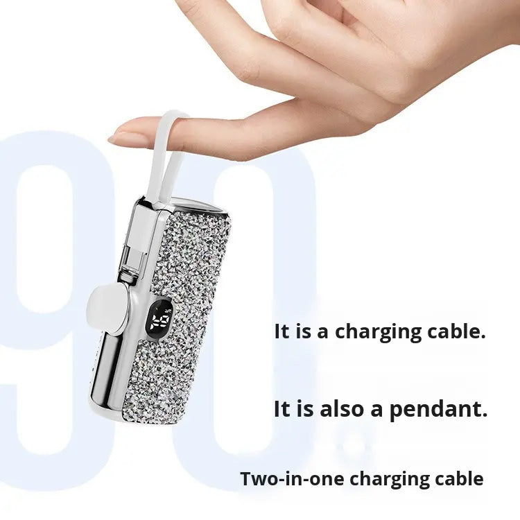 Brookstone Mini Diamond Power Bank with Built in USB-C to Lightning — White, 2000mAh