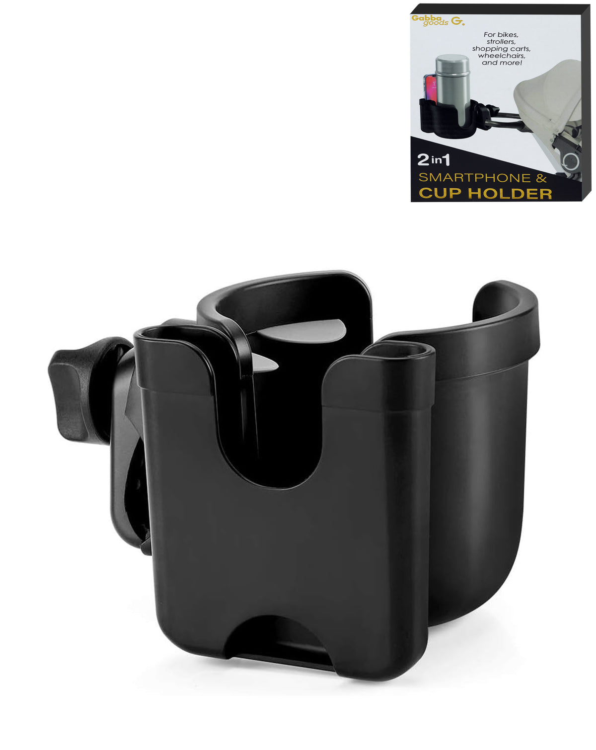 Brookstone Stroller Cup and Phone Holder — Black